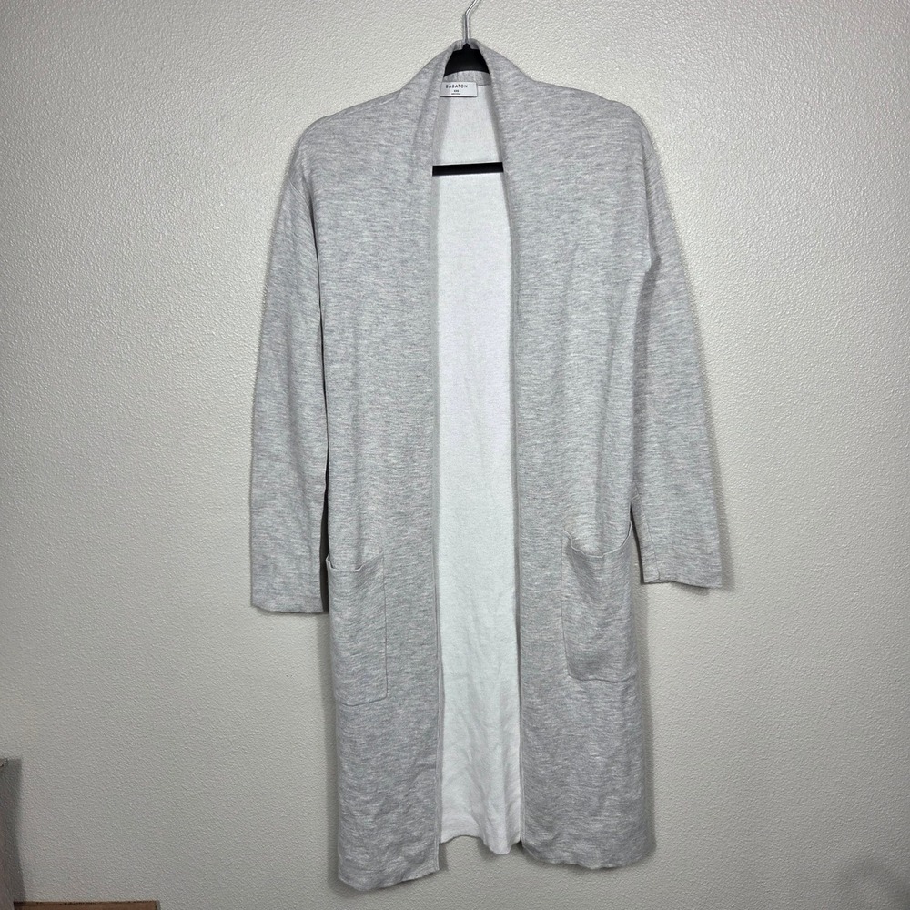 Aritzia Babaton Lance Cardigan XXS Heather Light Grey Wool Linen Long Open